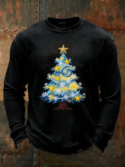 Herren-Weihnachts baum Waffel druck lässig T-Shirt