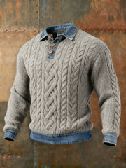 Sweatshirt mit strukturiertem Denim-Kragen für Herren