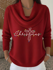 Damen-Weihnachts kreuz druck Casual Top