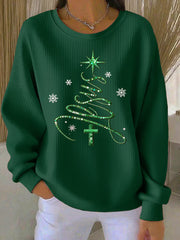 Frauen Jesus Christatmas Baum gerippt Rundhals-Sweatshirt