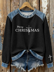 Damen-Weihnachts kreuz druck Casual Top