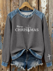 Damen-Weihnachts kreuz druck Casual Top