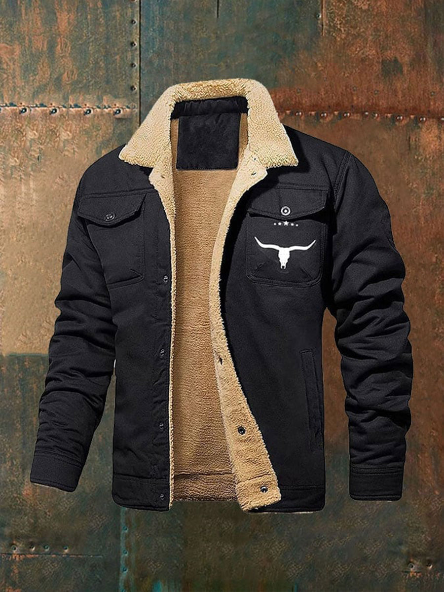 Herren Jacke im westlichen Stil mit Fleece