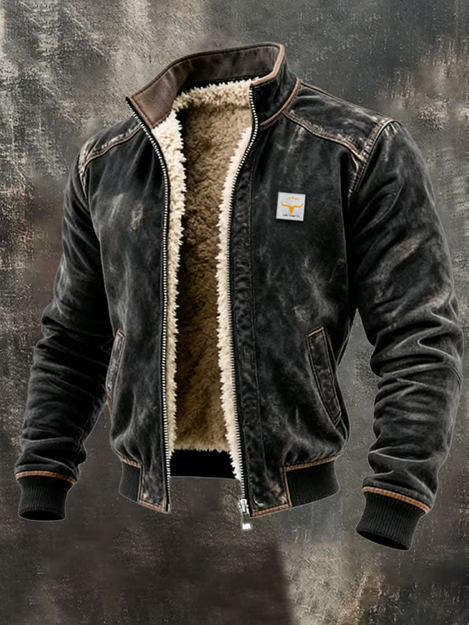 Retro-strukturierte warme Outdoor-Jacke für Herren mit mehreren Taschen