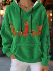 Damen-Weihnachts dackel Flanell-Hoodies