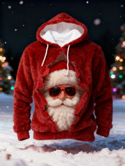 Weihnachtsmann-Druck für Herren lässig Flanell-Hoodie