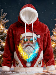 Weihnachtsmann-Druck für Herren lässig Flanell-Hoodie