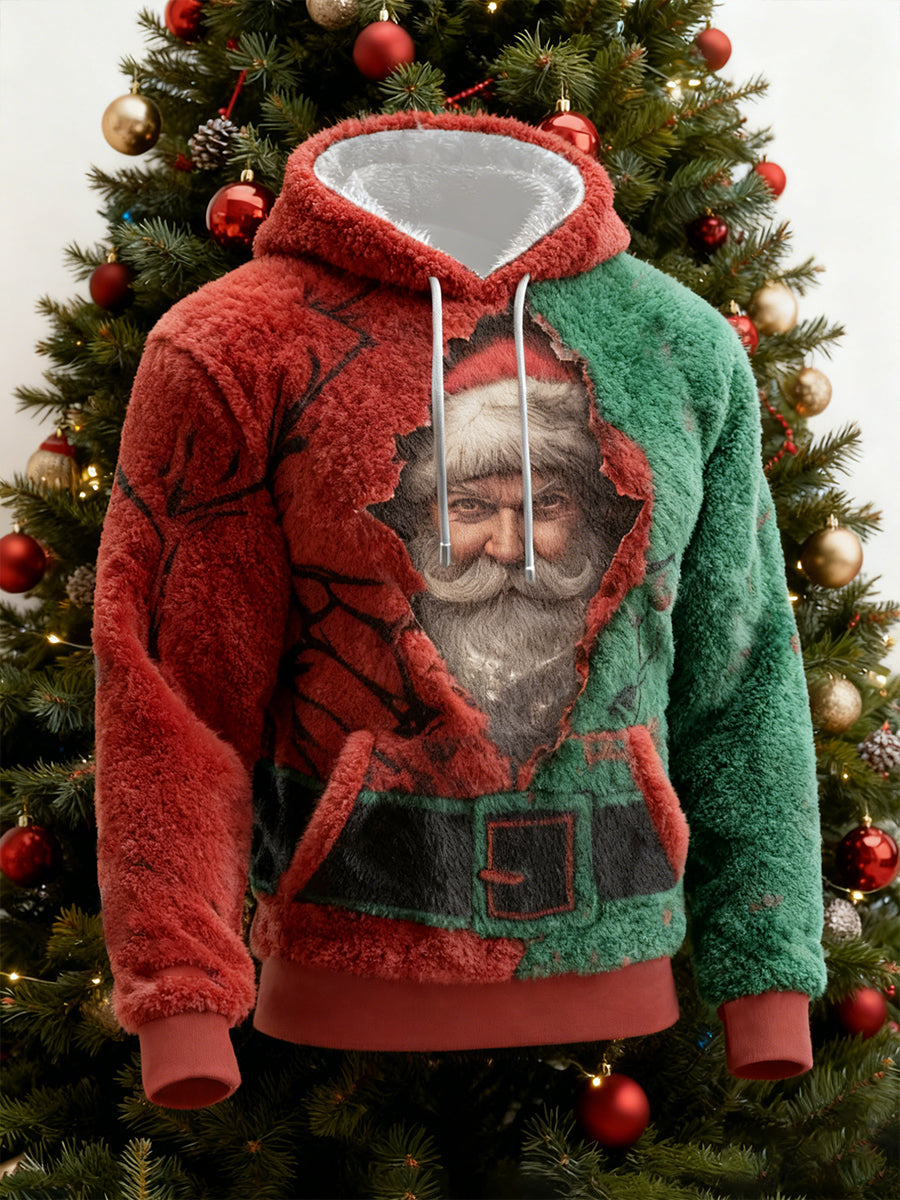 Herren Lustiger Weihnachtsmann-Flanell-Hoodie