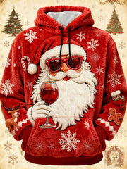 Männer Weihnachtsmann-Muster Flanell Hoodie