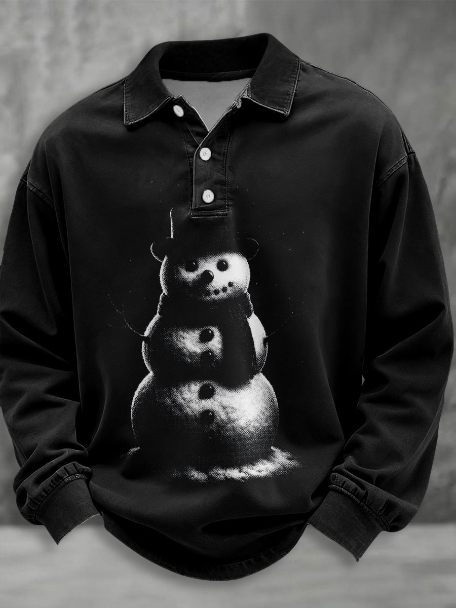 Herren Retro Weihnachten Vintage Schneemann T-Shirt