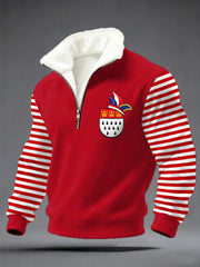 Herren Cologne Carnival Print Casual Plüsch Reiß verschluss Pullover