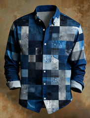 Herren Retro Abstrakter Kunstdruck Komfortables Business-Style-Shirt