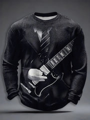 Herren Rockmusik inspirierte Waffel-T-Shirt mit langen Ärmeln