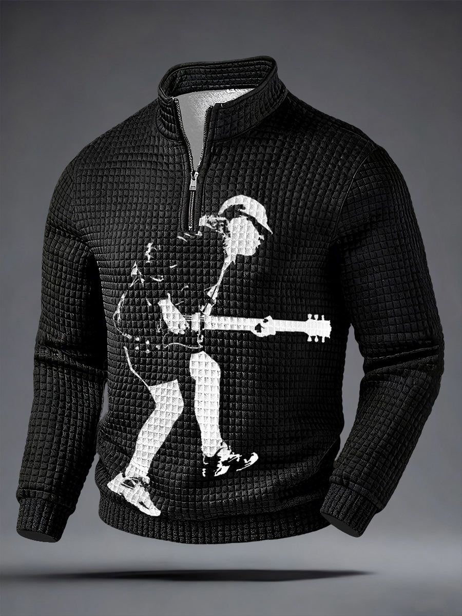 Langärmliges Sweatshirt von Herren Rockmusik inspiriert Waffel