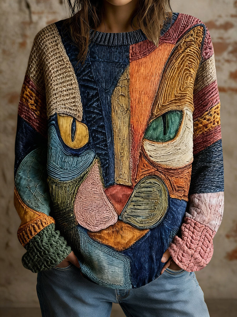 Damen-Kunst-geometrische Katzen druck-Tops