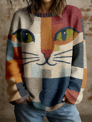 Damen-Kunst-geometrische Katzen druck-Tops