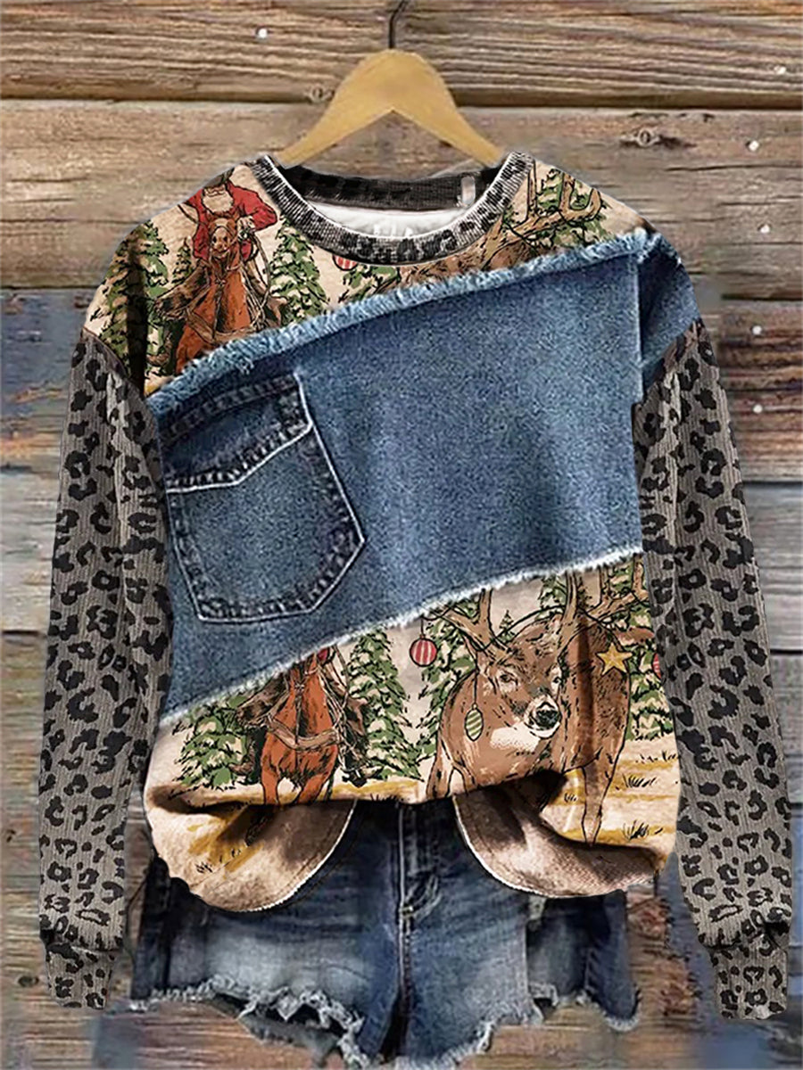 Westliches Kunstdruck-Sweatshirt für Frauen