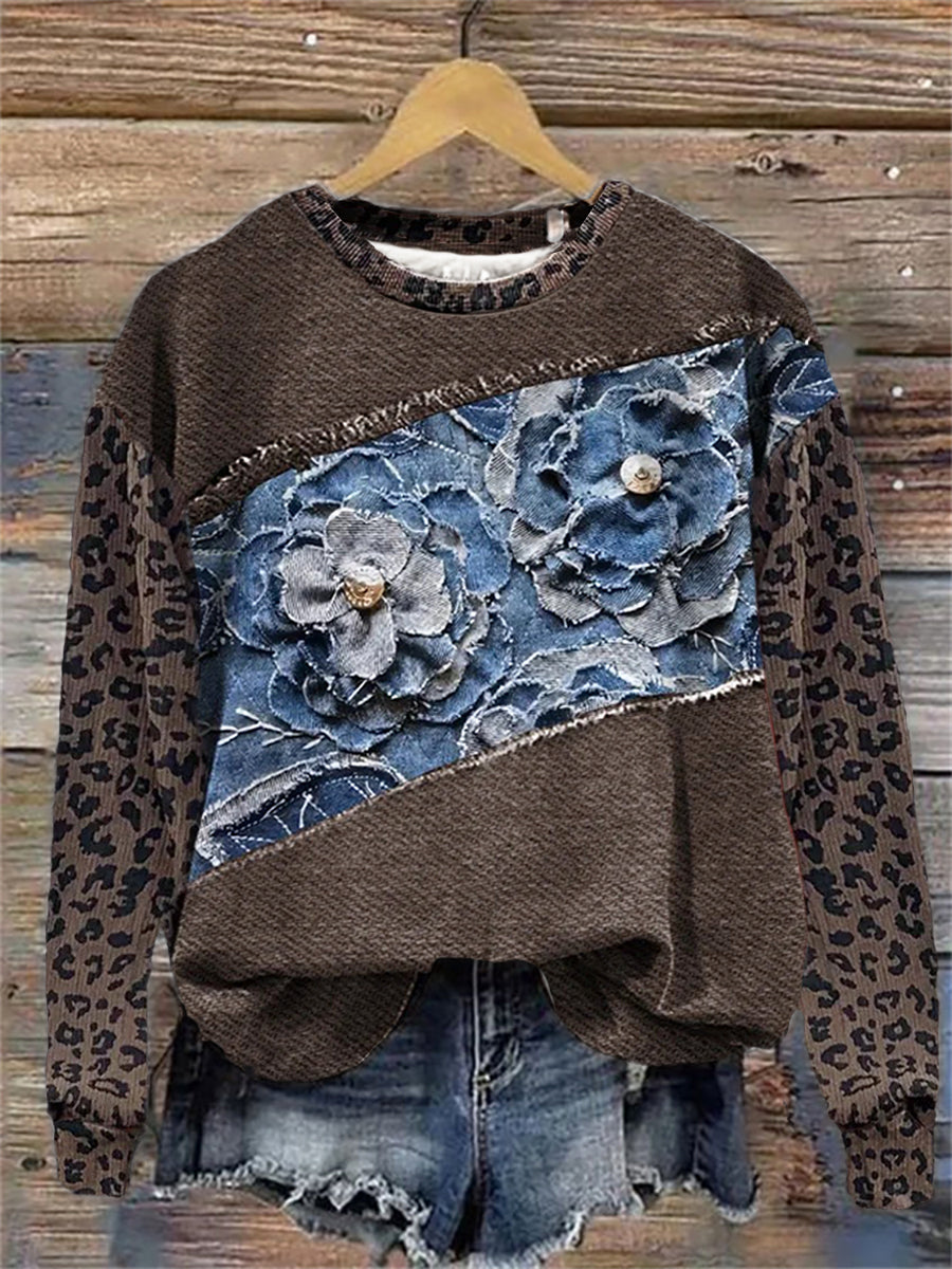 Westliches Kunstdruck-Sweatshirt für Frauen