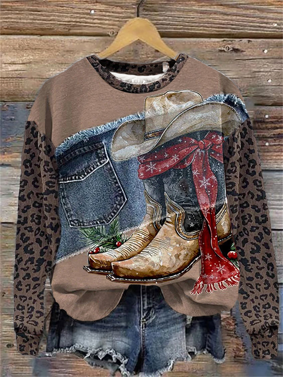Westliches Kunstdruck-Sweatshirt für Frauen