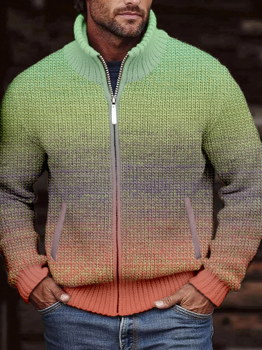 Herren Gradienten farbe Gemütliche Strickjacke