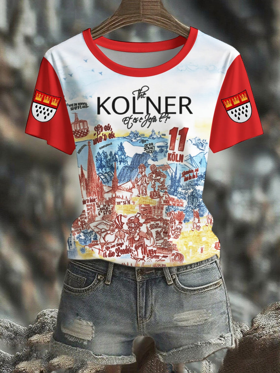 Kurzarm-T-Shirt für Damen Kölner Karneval