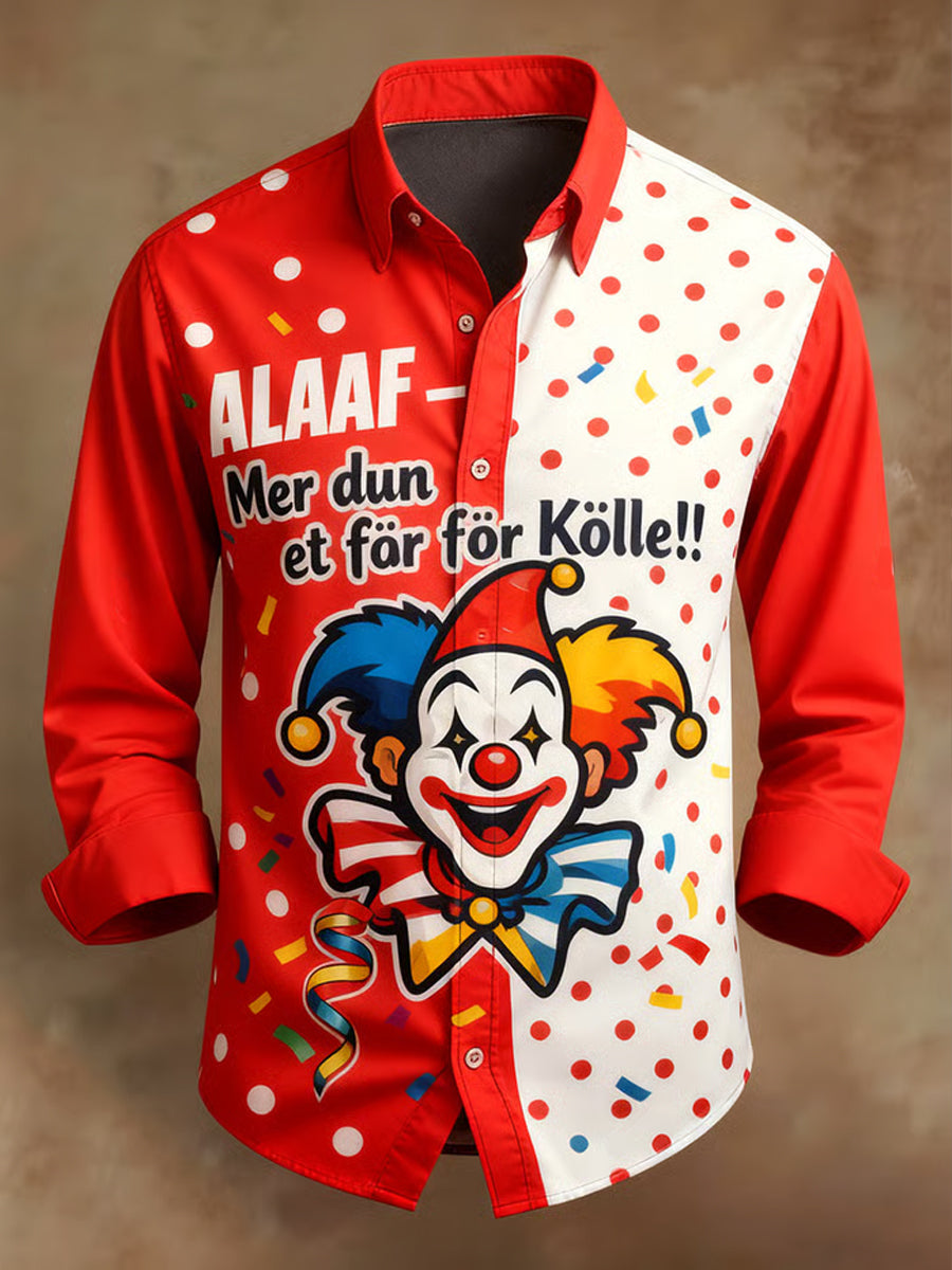 Cologne Carnival Clown Print Herren Lässiges Langarm-Shirt