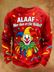 Herren-Clown-Clown-Print-Lässige Waffel-Langarm-T-Shirt
