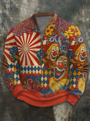 Cologne Carnival Clown Print Herren Lässiger Reiß verschluss pullover