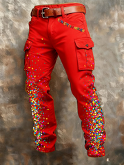 Herren Kölner Karnevals druck Retro Business Style Freizeit hose