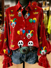 Damen Kölner Karneval bedrucktes lässiges Langarm-Shirt