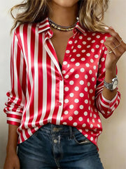 Damen Kölner Karneval Lässiges Langarm-Satin-Shirt