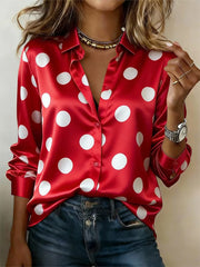 Damen Kölner Karneval Lässiges Langarm-Satin-Shirt