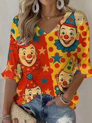 Frauen Deutsch Kölner Karneval Print Casual T-Shirt