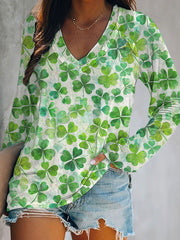 Women's St. Patrick's Day Shamrock Print Casual T-Shirt