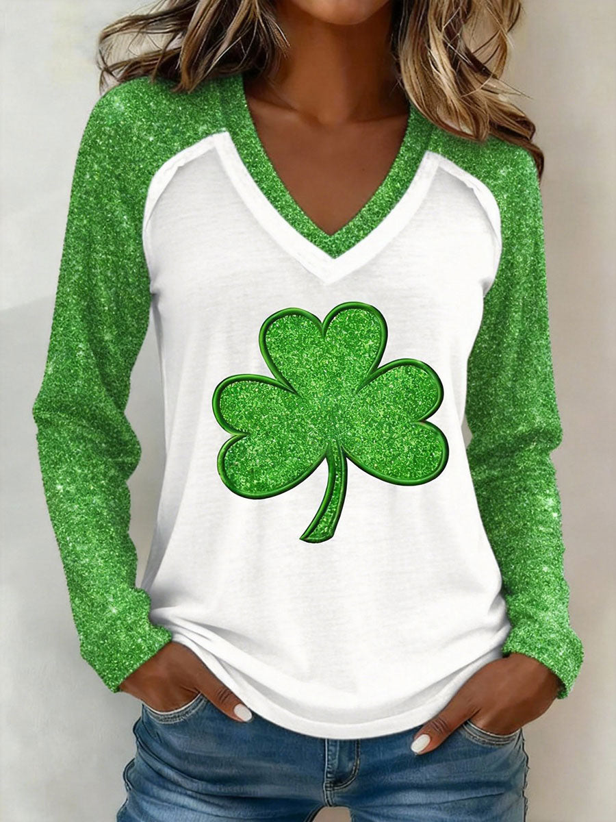 Women's St. Patrick's Day Shamrock Print Casual T-Shirt