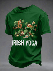 Men's Funny St. Patrick's Day Irish Yoga Print Casual Tee