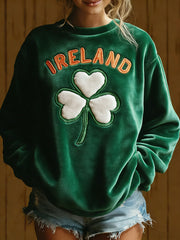 Women's St Patricks Day Shamrock Art Print Flannel Sweatshirt