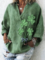 Women's St. Patrick's Day Shamrock Print Casual Top
