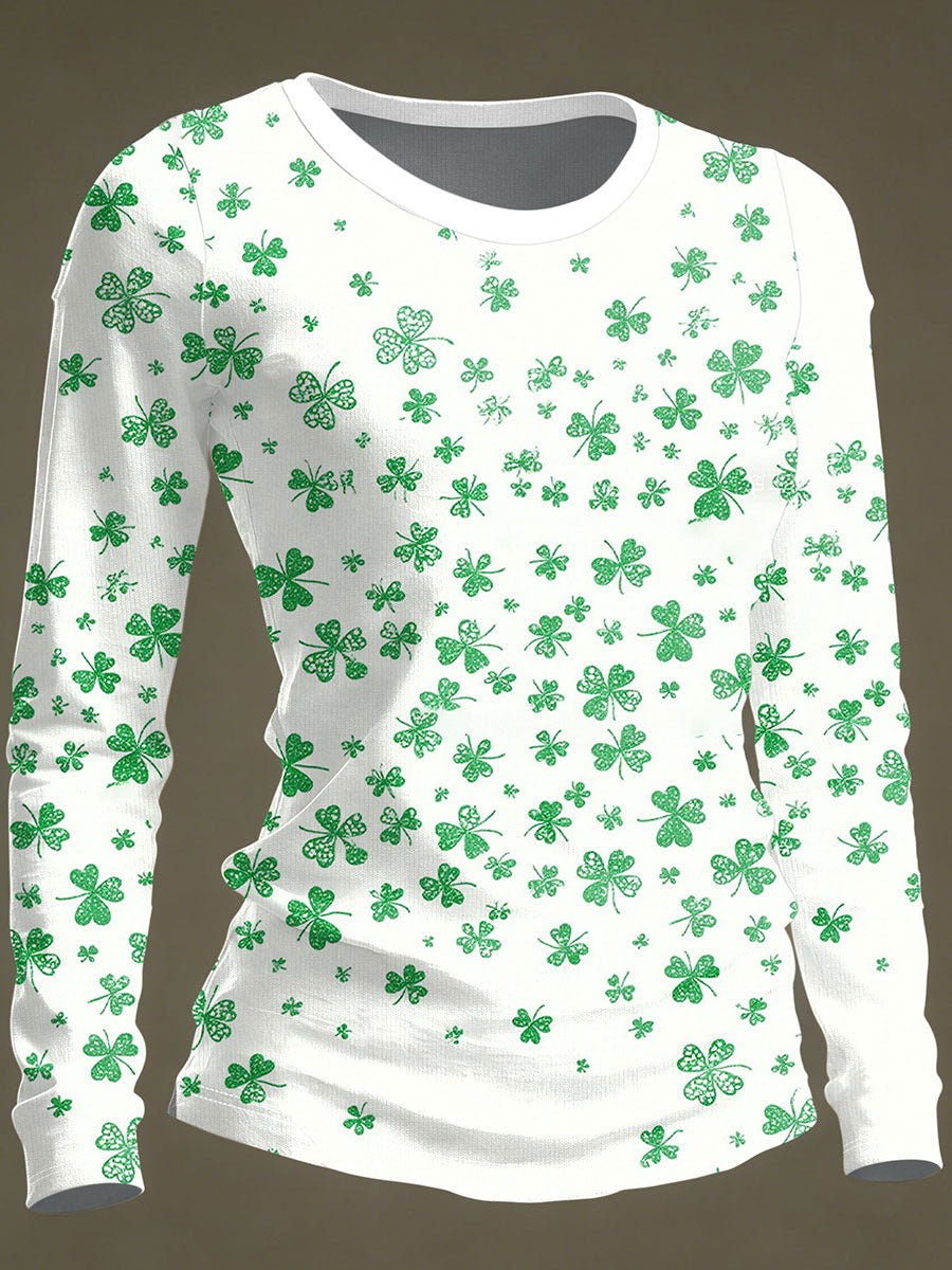 Women's St. Patrick's Day Shamrock Print Casual Top