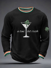 Men's St. Patrick's Day A Tini Bit Irish Shamrock Art Waffle Long Sleeve T-Shirt
