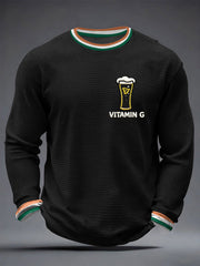 Men's St. Patrick's Day Vitamin G Shamrock Art Print Waffle Long Sleeve T-Shirt