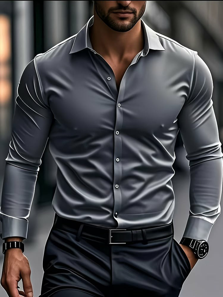Geometrisch bedrucktes Satin-Hemd im Business-Stil für Männer