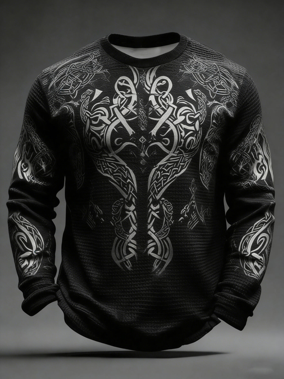 Herren Viking Bedrucktes Waffel-Sweatshirt mit langen Ärmeln