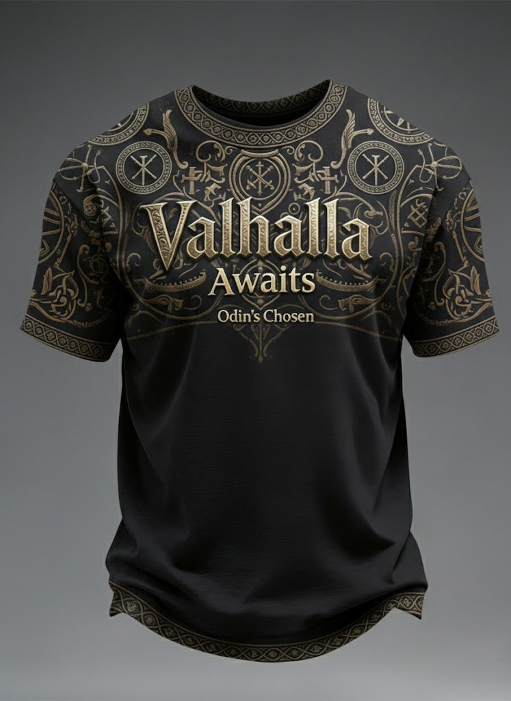 Herren Val halla erwartet Viking bedrucktes T-Shirt
