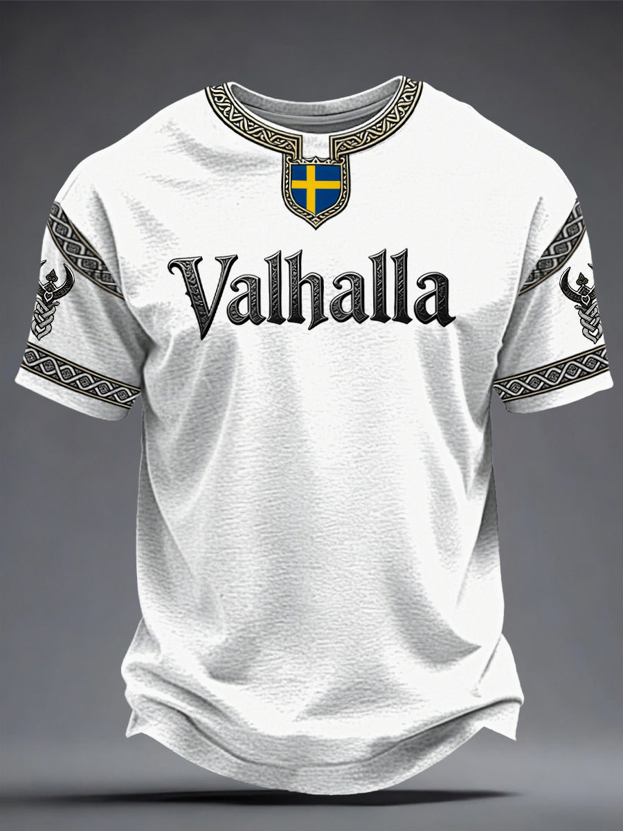 Herrens svenska Viking-stil Valhalla T-shirt