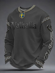 Herrtröja i vikingastil med Valhalla-mönster och våffelmönster