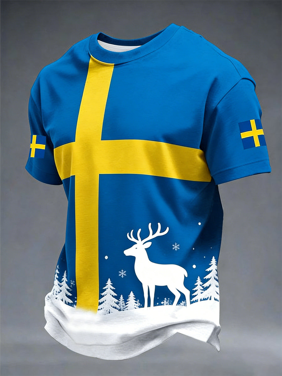 Mäns svenska flagga T-shirt