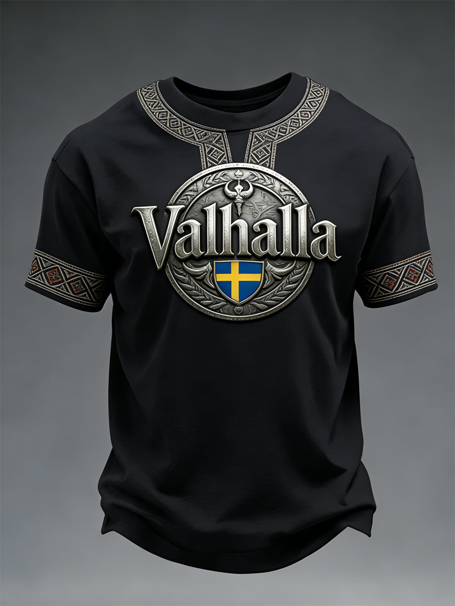 Herrens svenska Viking-stil Valhalla T-shirt