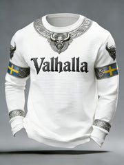 Herrtröja i vikingastil med Valhalla-mönster och våffelmönster