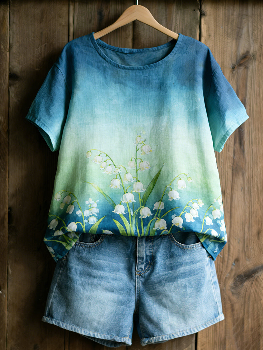 Damen-Muguet-Lässiges Leinenhemd